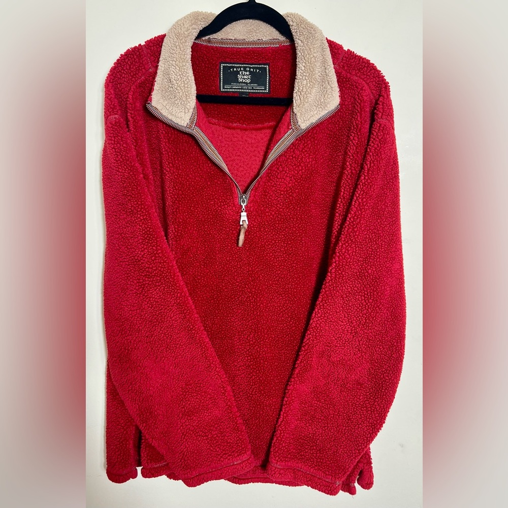 True Grit Pebble Pile Sherpa 1/4 Zip Pullover – Red – XXL